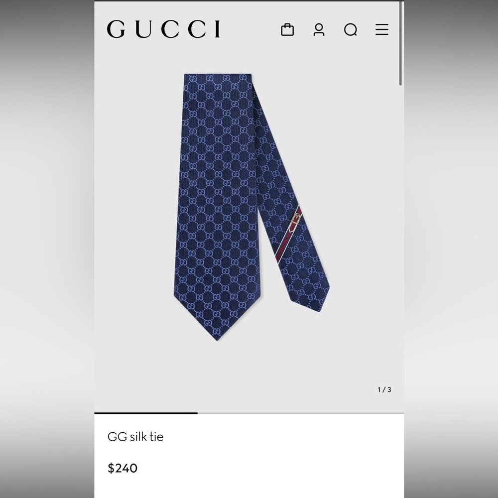 Gucci Blue Checkered Silk Tie